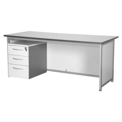 Silver Desk with Lockable Pedestal